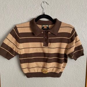 FB County Brown Striped cropped shirt